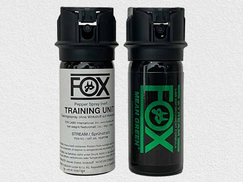 Fox Trainingsspray mit Sprühstrahl und Mean Green Pfefferspray