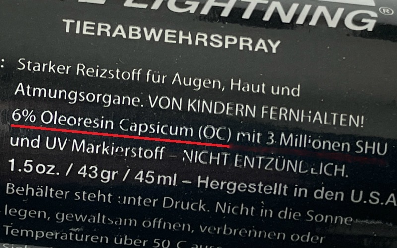 Pfefferspray Schärfe Rechner Anteil OC in Prozent